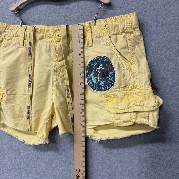 True Religion Leslie Cargo Surf Shorts Surf Champions 69 Patch Yellow Sz 27 NWT - Picture 10 of 14